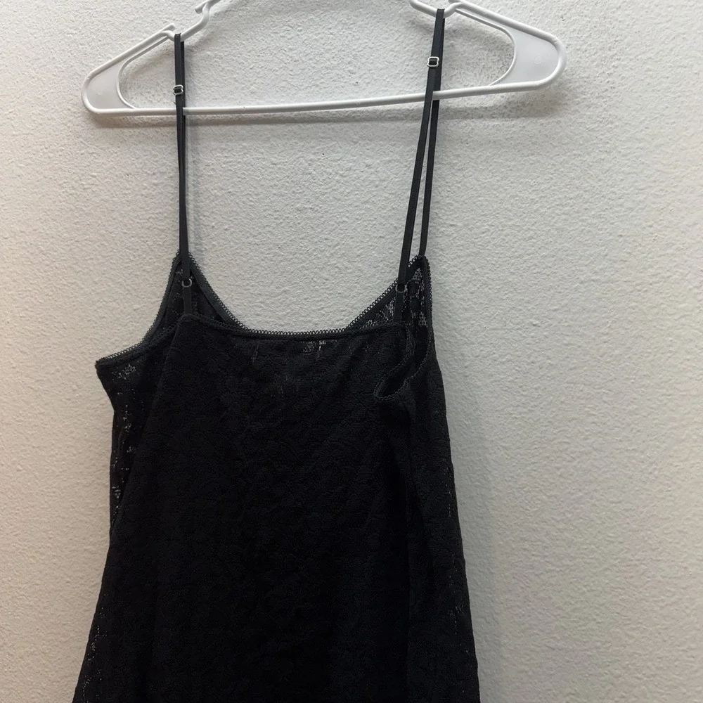 August Moon Slip Dress Mini Black All Over Lace Sheer Fairy Whimsigoth Y2K Sz L - Picture 7 of 8